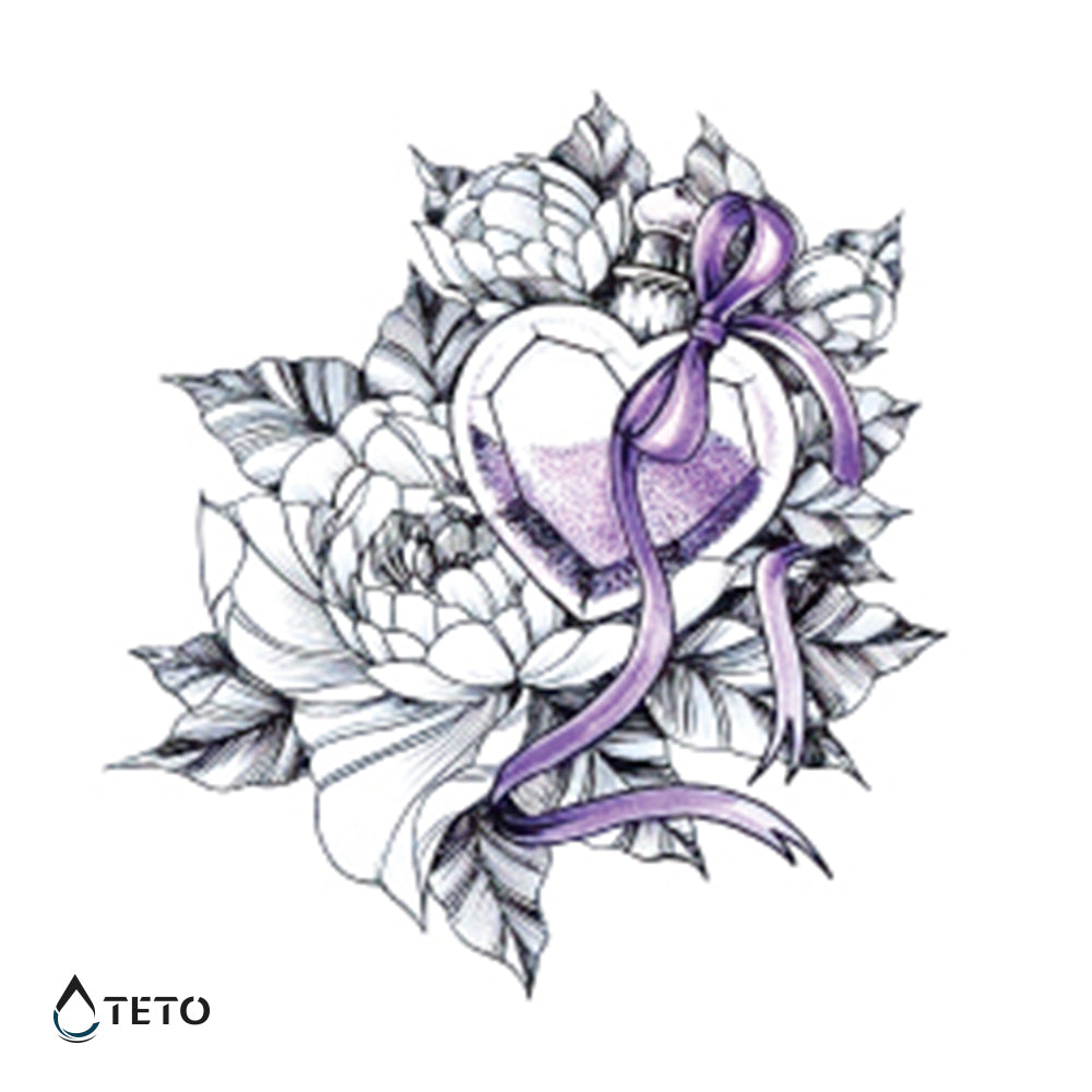 Fiore con diamante - TETO Tatuaggi Temporanei