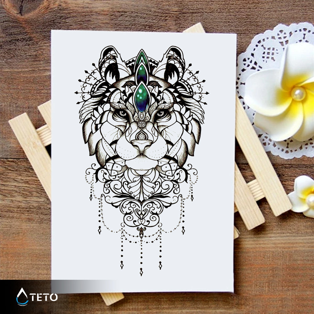 Tigre con decorazioni - TETO Tatuaggi Temporanei