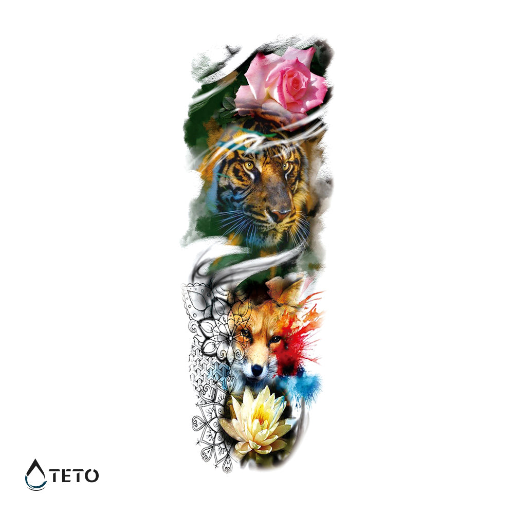 Tigre, volpe e fiori