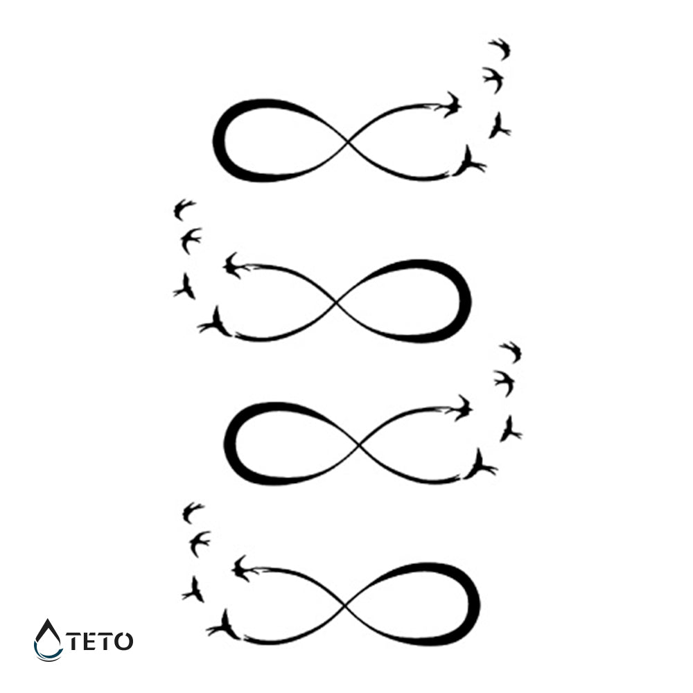 Infinito con uccelli – set - TETO Tatuaggi Temporanei