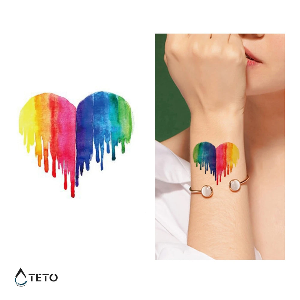 Cuore multicolore - TETO Tatuaggi Temporanei