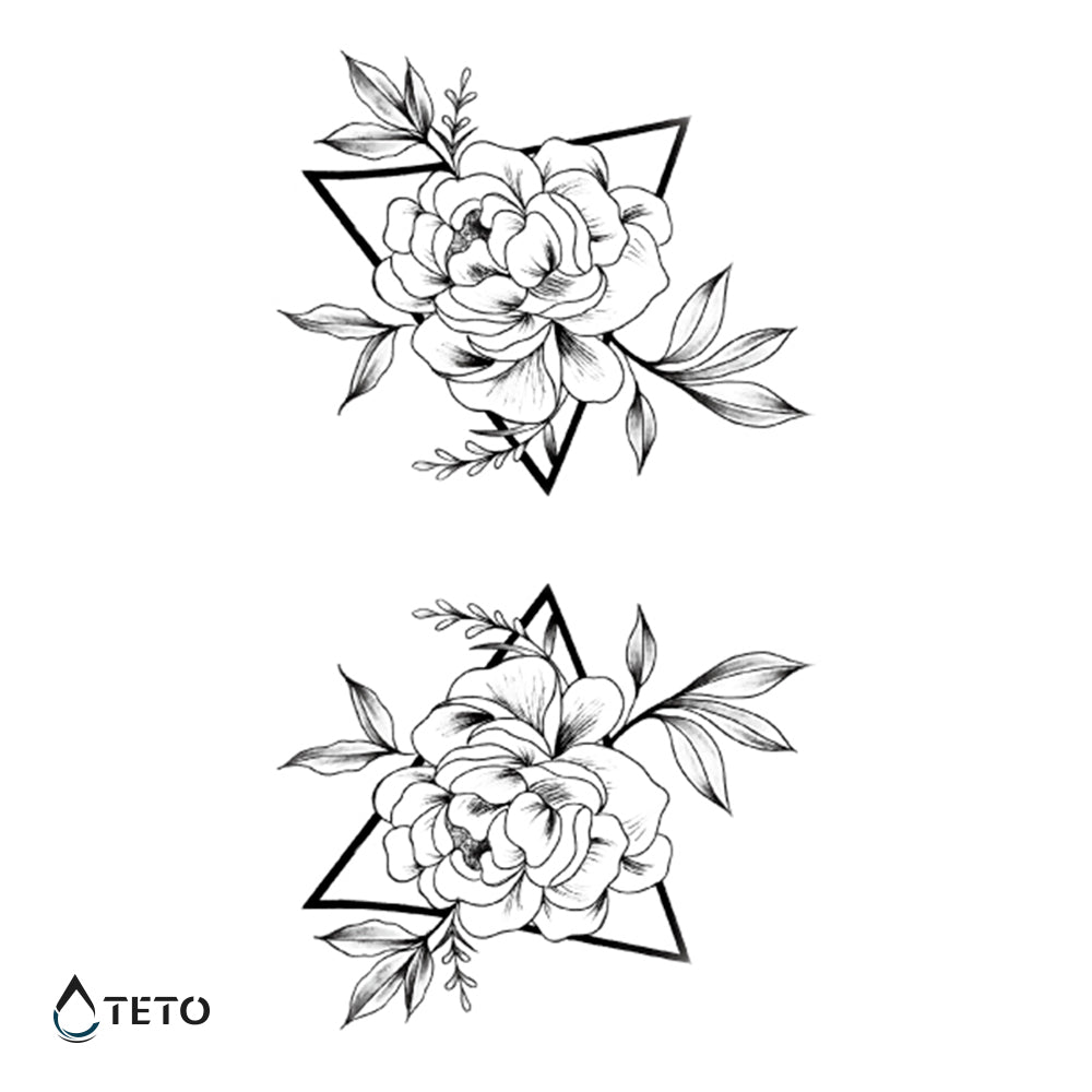 Rosa in triangolo – set - TETO Tatuaggi Temporanei