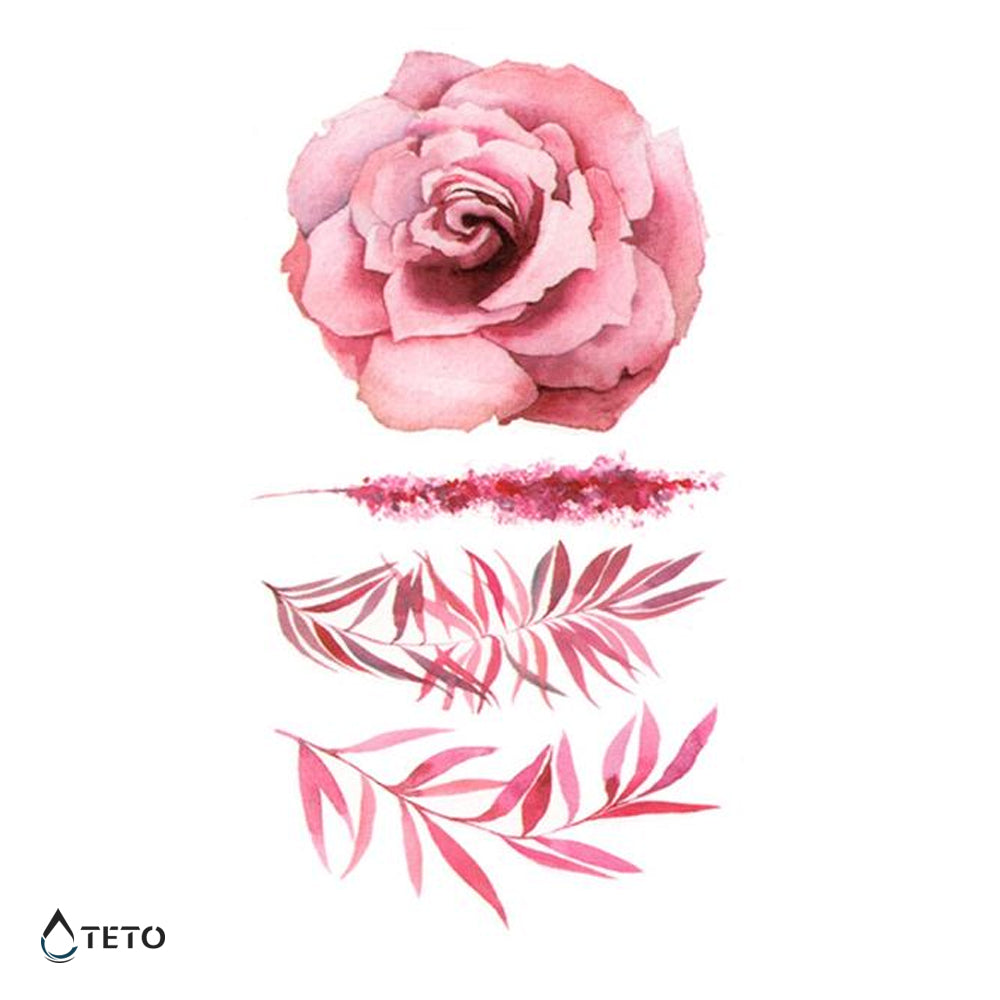 Rosa con felci - set