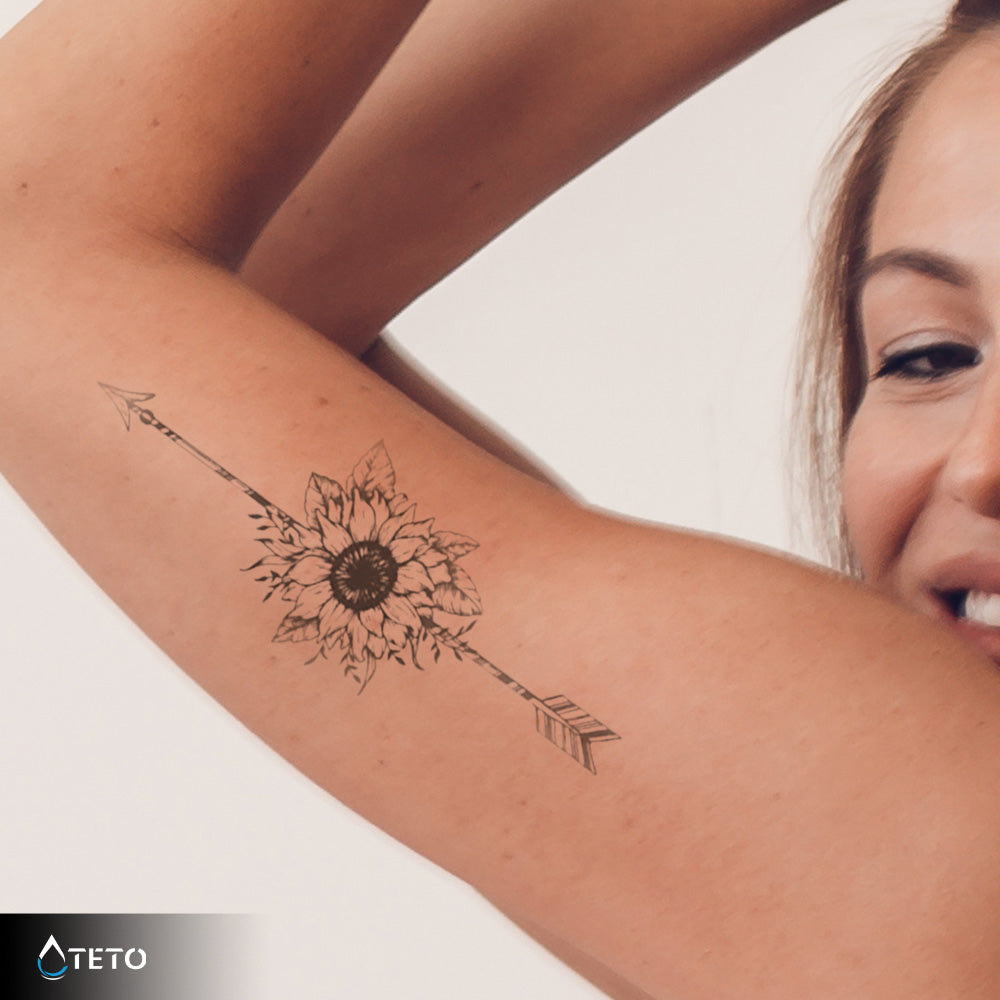 Freccie con fiore - set – Semipermanente - TETO Tatuaggi Temporanei