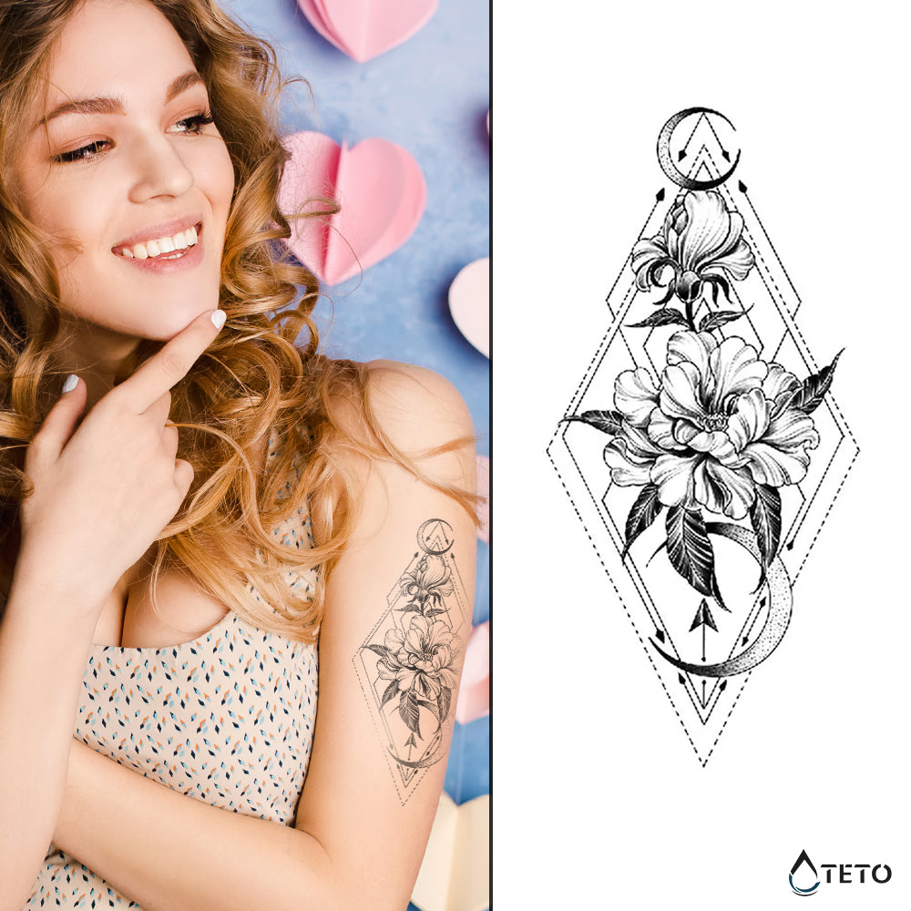 Fiori geometrici – Semipermanente - TETO Tatuaggi Temporanei