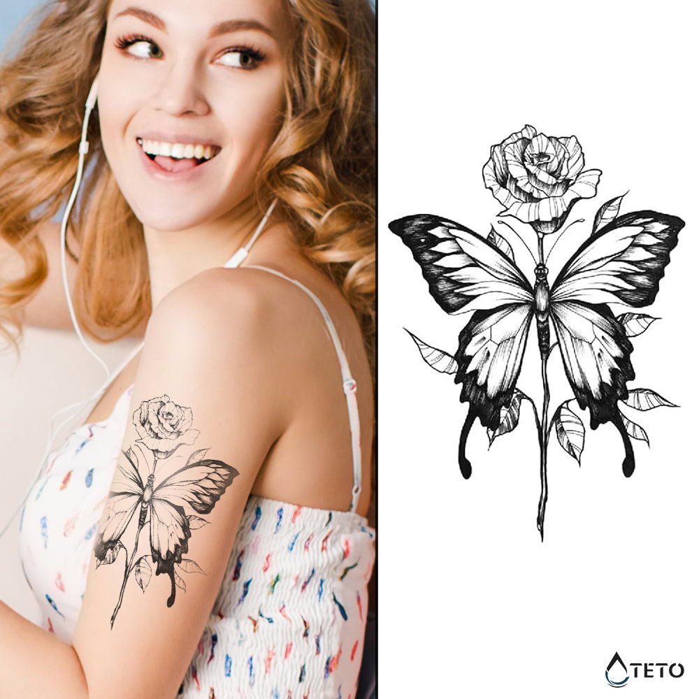 Farfalla in rosa - TETO Tatuaggi Temporanei