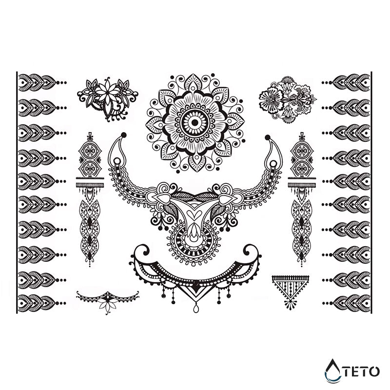 Motivi orientali – set – Tipo A - TETO Tatuaggi Temporanei