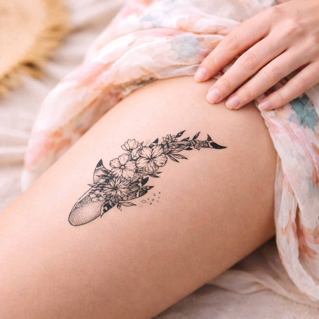 Squalo con fiore - set – Semipermanente