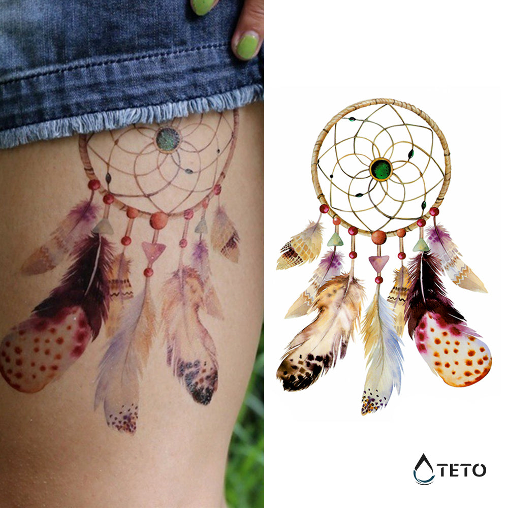 Acchiappasogni con smeraldi - TETO Tatuaggi Temporanei