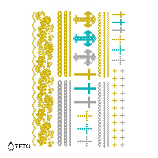 Bracciali e croci - set - TETO Tatuaggi Temporanei