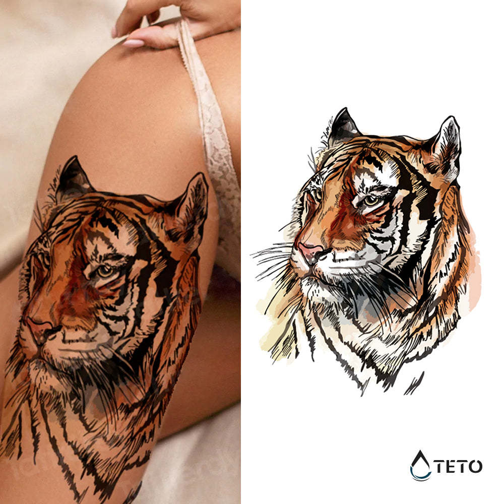 Tigre disegnata - TETO Tatuaggi Temporanei