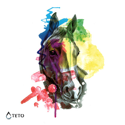 Cavallo multicolore - TETO Tatuaggi Temporanei