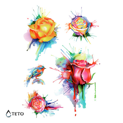 Rose multicolore – set - TETO Tatuaggi Temporanei