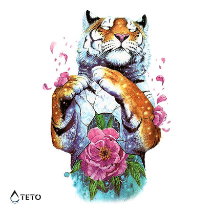 Tigre con un fiore - TETO Tatuaggi Temporanei