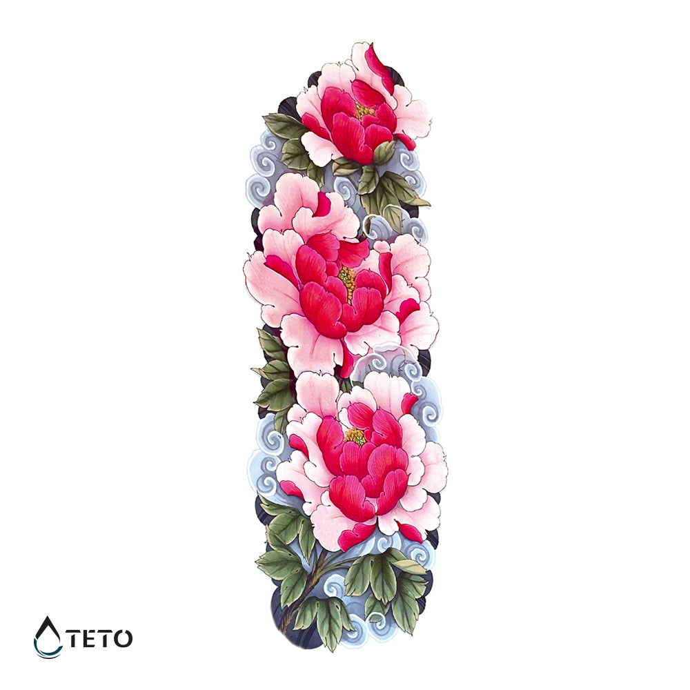 Fiori con foglie - TETO Tatuaggi Temporanei