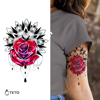 Fiore con mandala - TETO Tatuaggi Temporanei