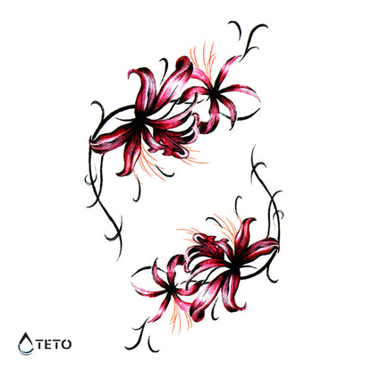 Fiori rossi - set - TETO Tatuaggi Temporanei