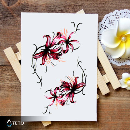 Fiori rossi - set - TETO Tatuaggi Temporanei