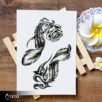 Rosa con piuma - set