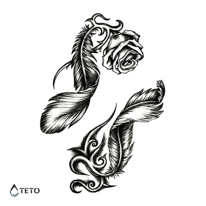 Rosa con piuma - set