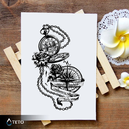 Bussola e orologio - TETO Tatuaggi Temporanei