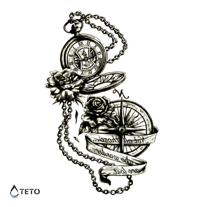Bussola e orologio - TETO Tatuaggi Temporanei
