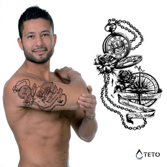 Bussola e orologio - TETO Tatuaggi Temporanei