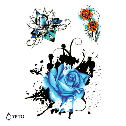 Fiori blu – set - TETO Tatuaggi Temporanei