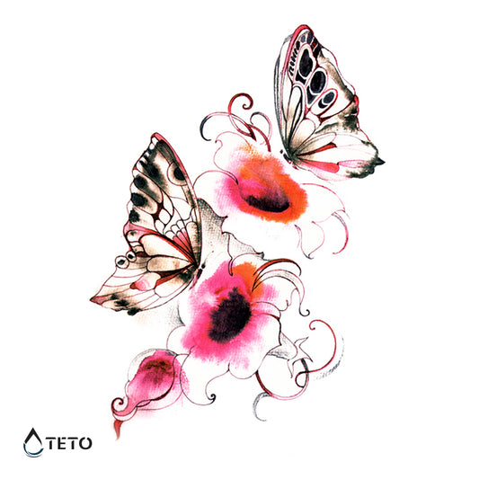 Farfalle in fiori - TETO Tatuaggi Temporanei