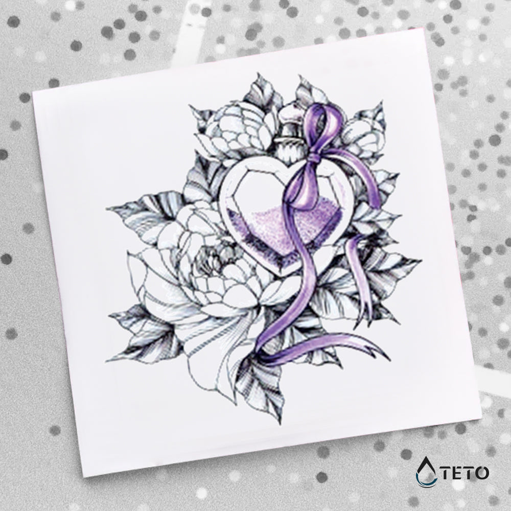 Fiore con diamante - TETO Tatuaggi Temporanei