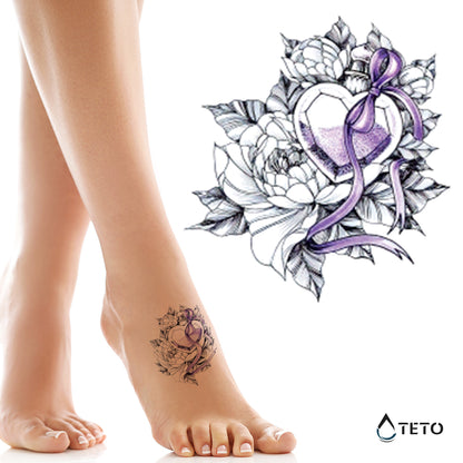 Fiore con diamante - TETO Tatuaggi Temporanei