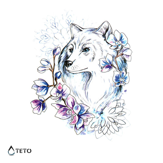 Cane e fiori - TETO Tatuaggi Temporanei