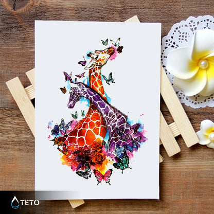 Giraffe con farfalle - TETO Tatuaggi Temporanei