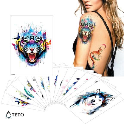 Tigre con farfalle - TETO Tatuaggi Temporanei