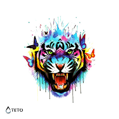 Tigre con farfalle - TETO Tatuaggi Temporanei