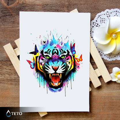 Tigre con farfalle - TETO Tatuaggi Temporanei