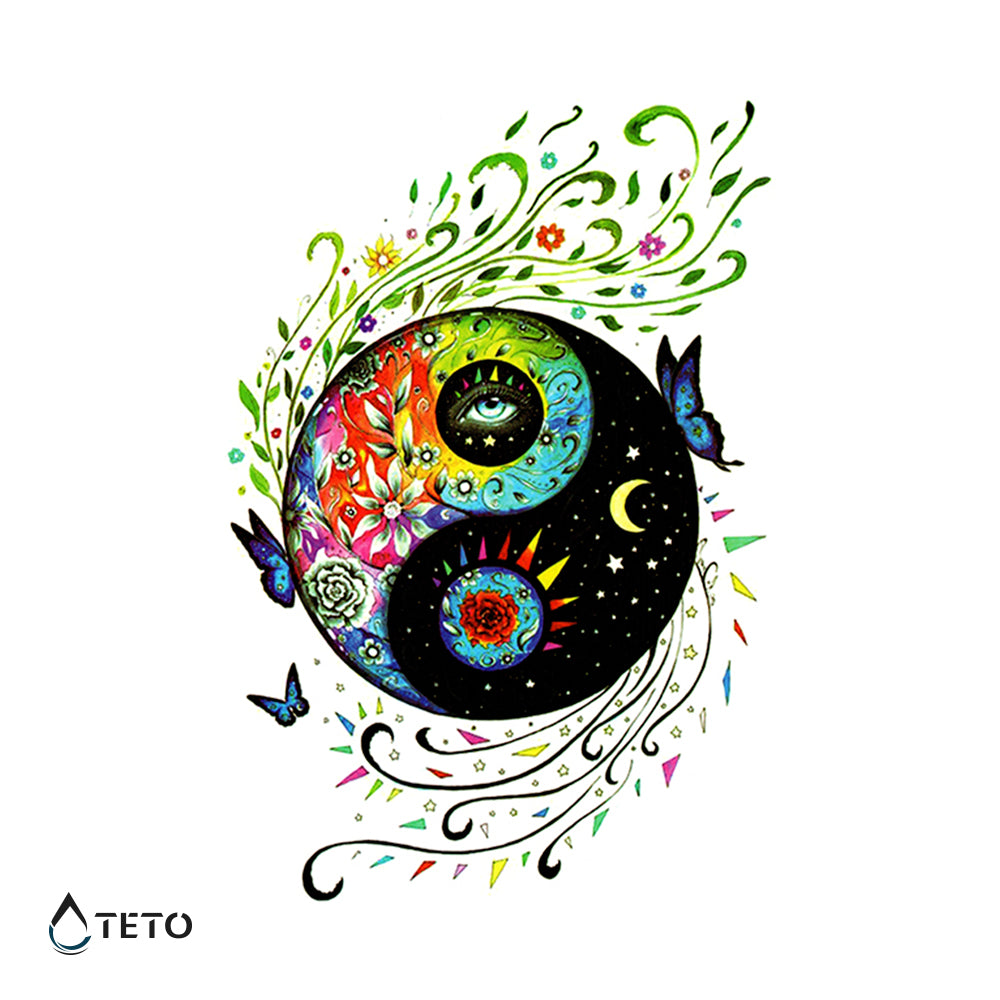 Yin e yang multicolore - TETO Tatuaggi Temporanei