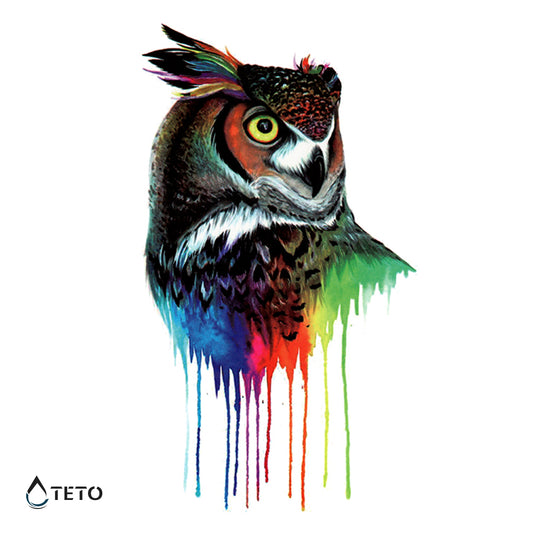 Gufo arcobaleno - TETO Tatuaggi Temporanei