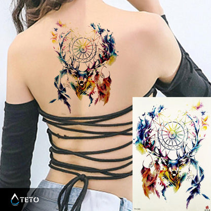 Cervo con Acchiappasogni - TETO Tatuaggi Temporanei