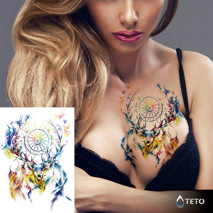 Cervo con Acchiappasogni - TETO Tatuaggi Temporanei