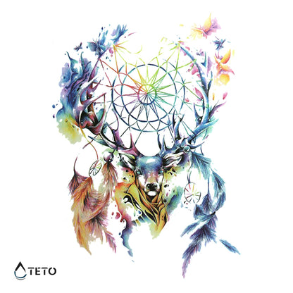 Cervo con Acchiappasogni - TETO Tatuaggi Temporanei