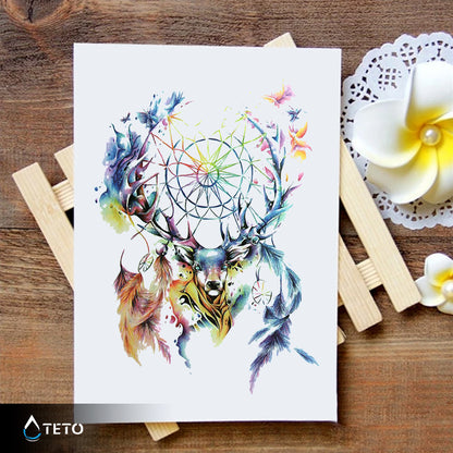 Cervo con Acchiappasogni - TETO Tatuaggi Temporanei