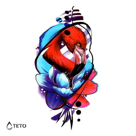 Flamingo con fiore - TETO Tatuaggi Temporanei