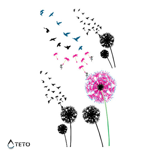 Fiori con uccelli - set - TETO Tatuaggi Temporanei