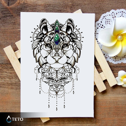Tigre con decorazioni - TETO Tatuaggi Temporanei