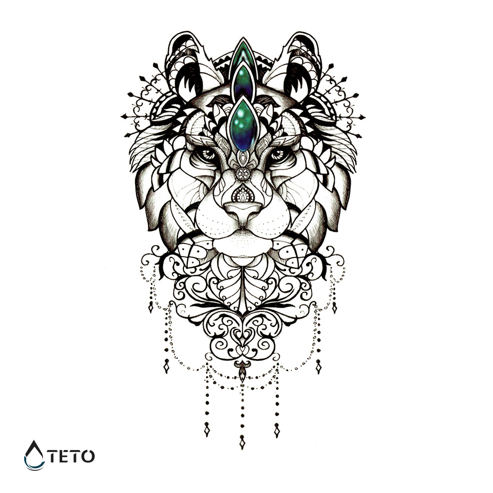 Tigre con decorazioni - TETO Tatuaggi Temporanei