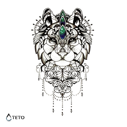 Tigre con decorazioni - TETO Tatuaggi Temporanei