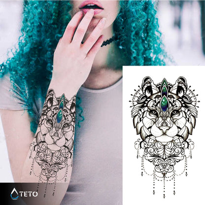 Tigre con decorazioni - TETO Tatuaggi Temporanei