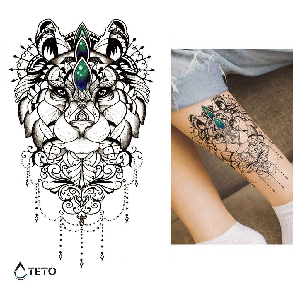 Tigre con decorazioni - TETO Tatuaggi Temporanei