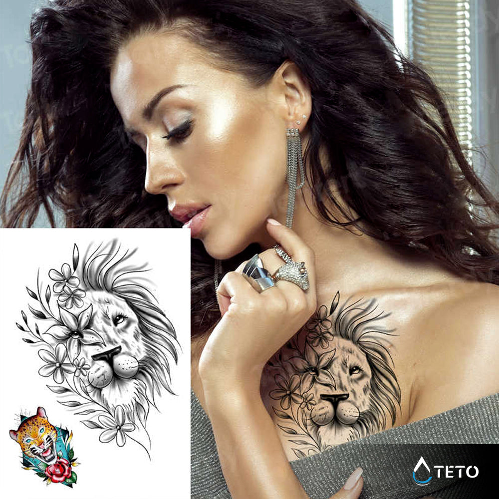 Leone e tigre con fiore - set